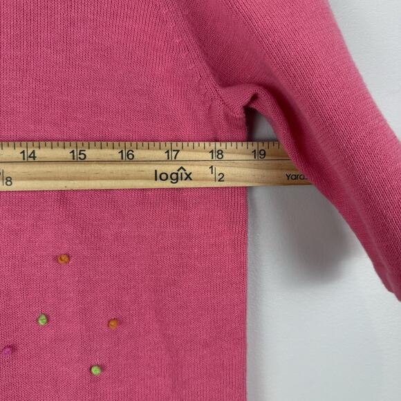 Vtg Talbots Cardigan Sweater Womens 8 Pink Pineapple Embroidery Cottage Granny - Picture 8 of 9